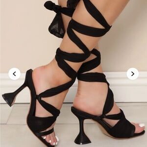 Elegant Black Strappy Women's Heels
